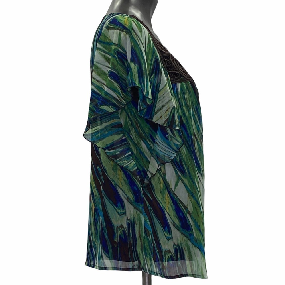 B-DESIGN Abstract Crochet Flutter Sleeve Blouse - Picture 4 of 11